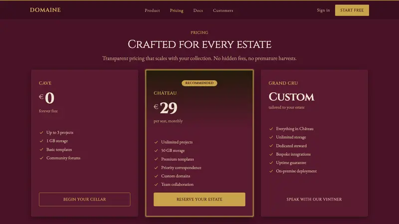 Bordeaux Wine Château — Web · pricing