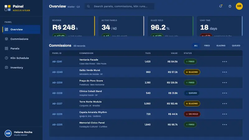 Athos Bulcão Azulejo Panel — Web · dashboard