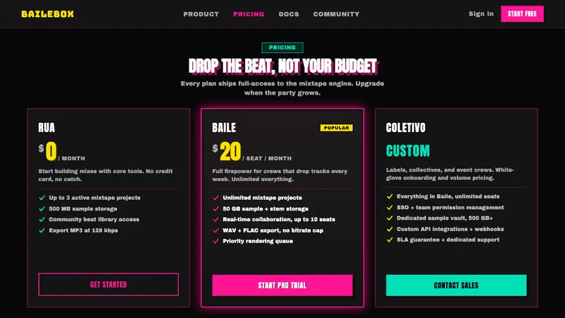 Funk Baile Mixtape — Web · pricing