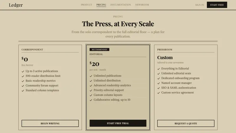 Broadsheet Letterpress — Web · pricing