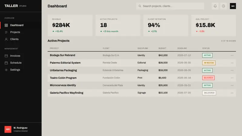 Buenos Aires Branding Studio — Web · dashboard