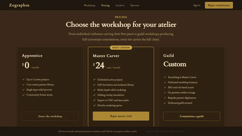 Bulgarian Revival Woodcarving — Web · pricing