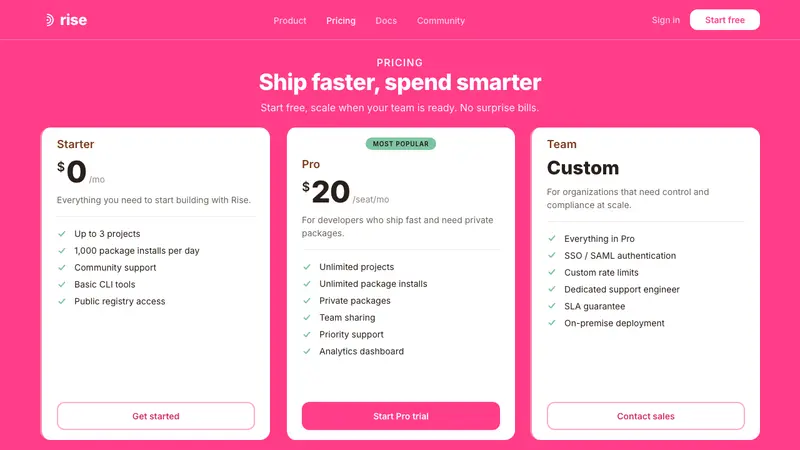 Bun JS Runtime Pink 2023 — Web · pricing