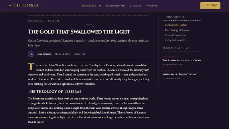 Byzantine Mosaic / Icon — Web · article