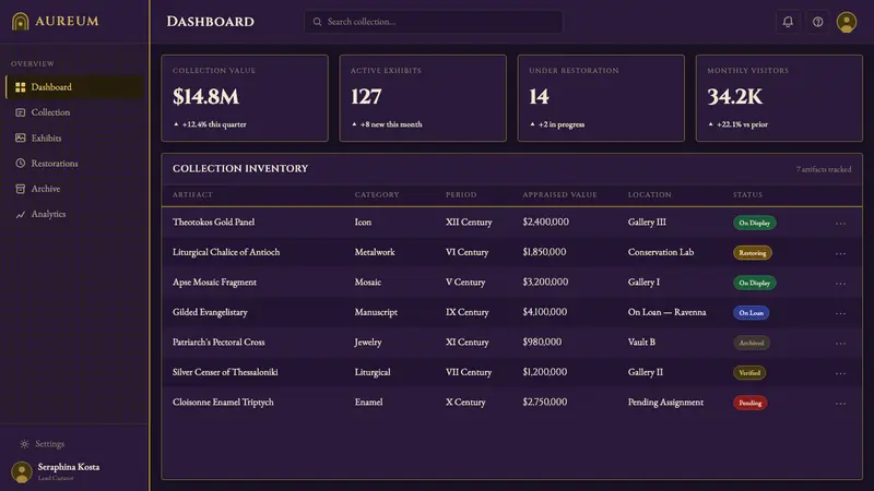Byzantine Mosaic / Icon — Web · dashboard