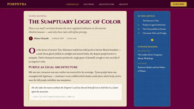 Byzantine Tyrian Purple (Imperial Court) — Web · article