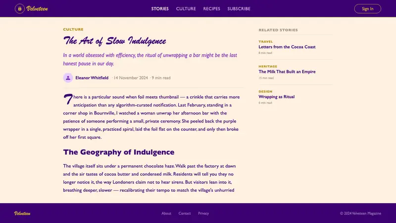 Cadbury Dairy Milk — Web · article