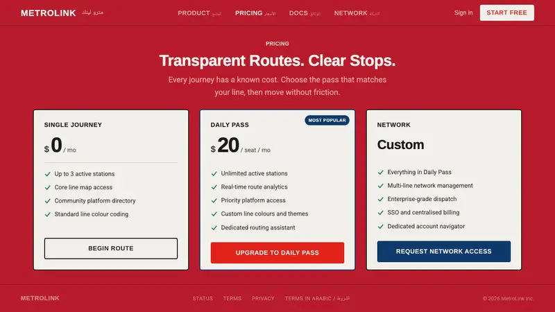Cairo Metro Wayfinding — Web · pricing