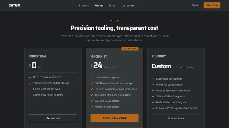 Caliper Machining — Web · pricing