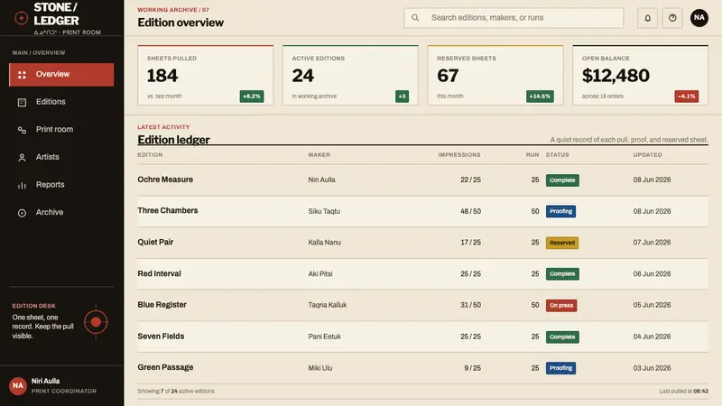 Kinngait Stonecut Print — Web · dashboard