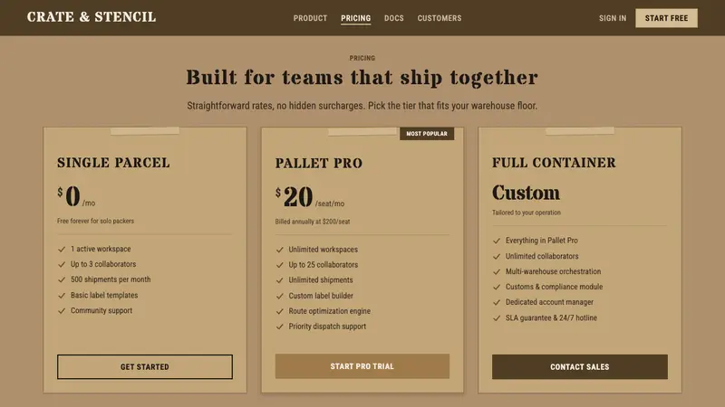 Cardboard Box Craft — Web · pricing