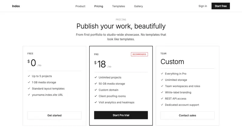 Cargo Collective Portfolio — Web · pricing