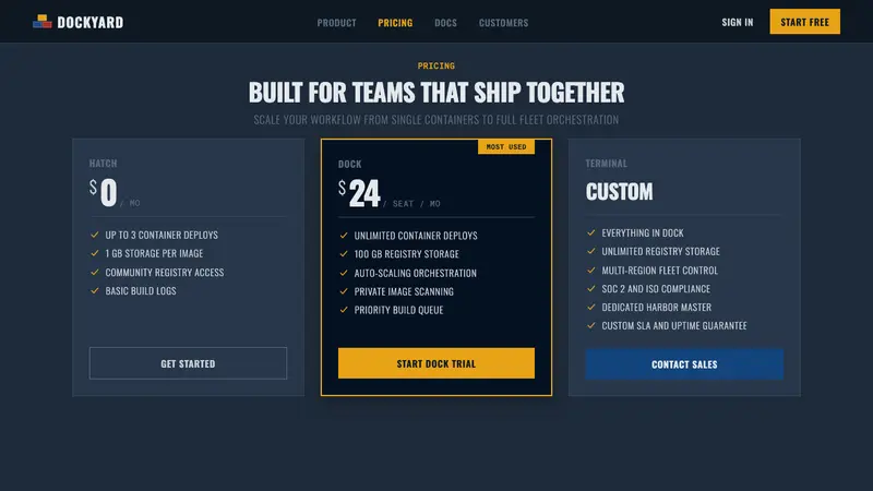 Container Port — Web · pricing