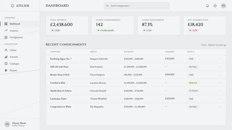 Carrara Marble — Web · dashboard