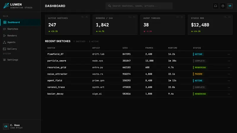 Processing / Generative — Web · dashboard