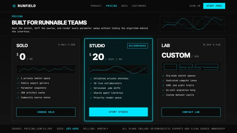 Processing / Generative — Web · pricing