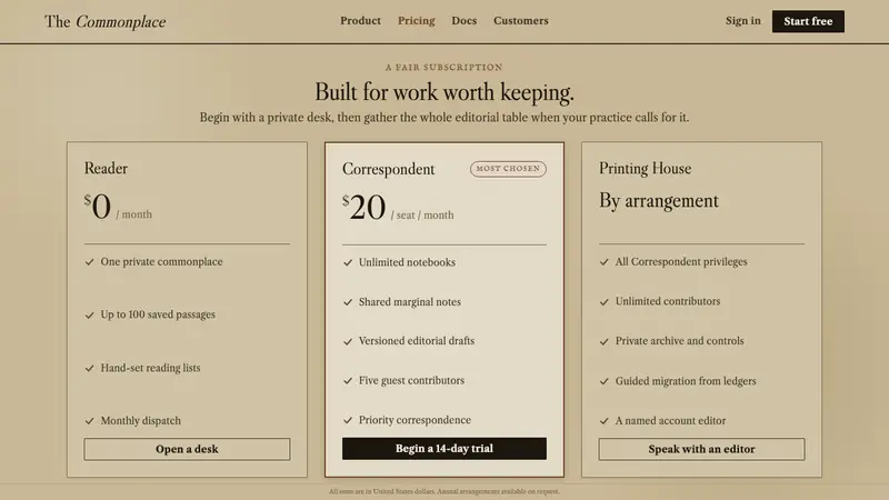 Caslon English Text Serif — Web · pricing