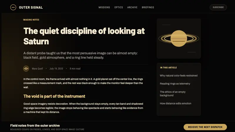 Cassini Saturn Imaging — Web · article