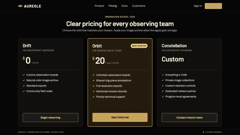 Cassini Saturn Imaging — Web · pricing