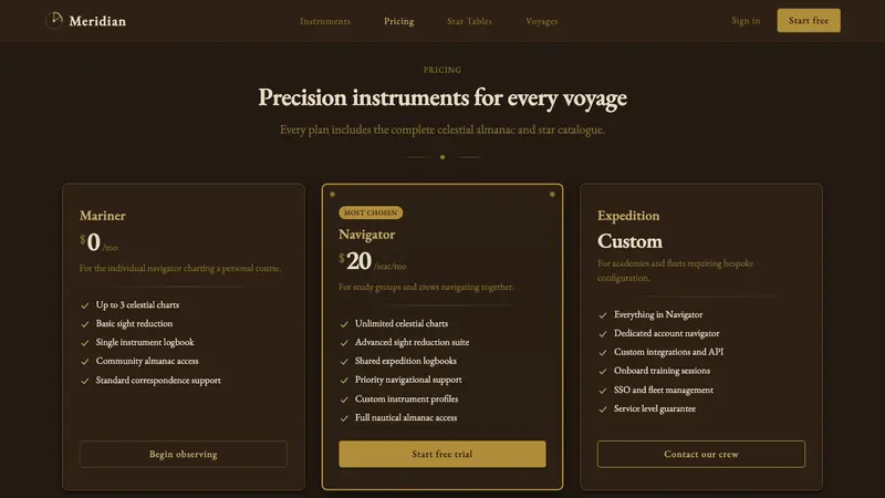 Sextant Navigation — Web · pricing