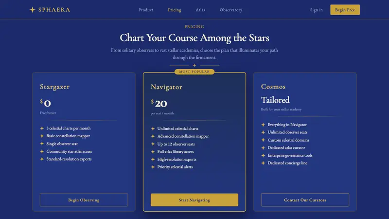 Cellarius Celestial Atlas — Web · pricing