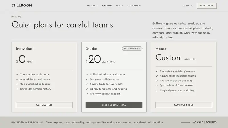 Cereal Magazine Minimal — Web · pricing