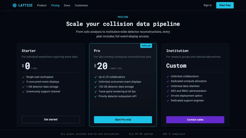 CERN Collision — Web · pricing