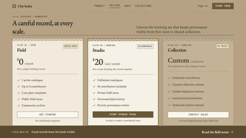 Sao Terracotta — Web · pricing