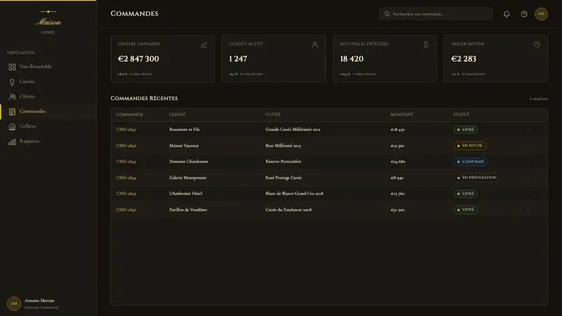 Champagne Maison — Web · dashboard