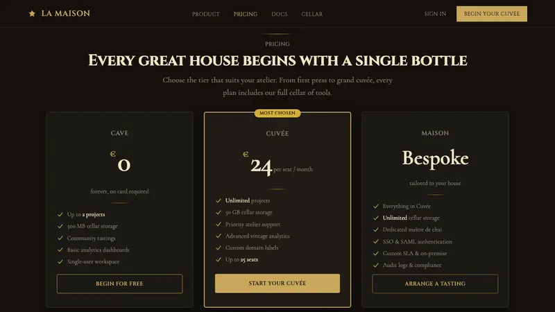Champagne Maison — Web · pricing