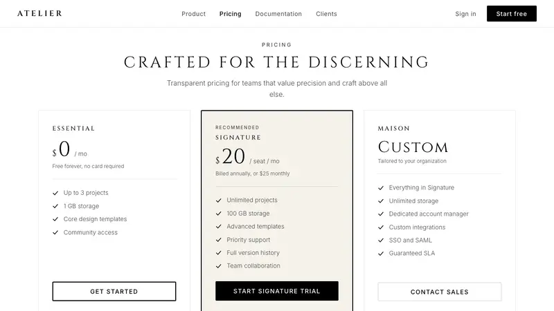 Chanel — Web · pricing