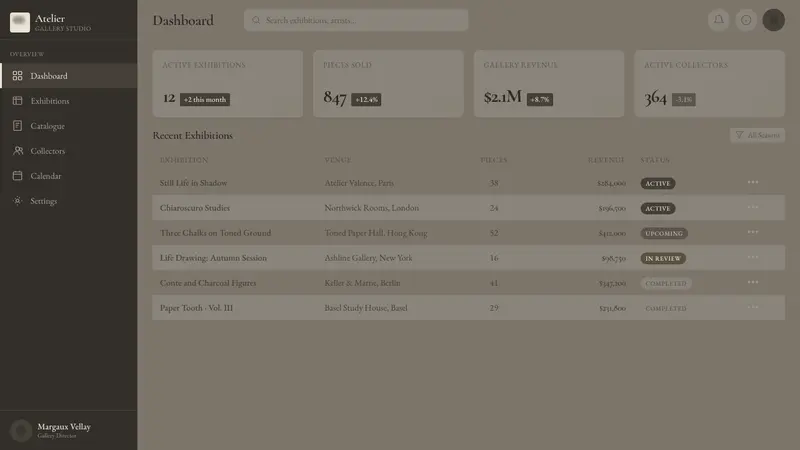 Charcoal & Conté Drawing — Web · dashboard
