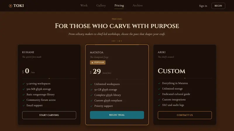 Chilean Rapa Nui Toromiro (Easter Island) — Web · pricing