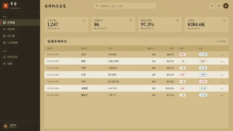 本草纲目 Herbal — Web · dashboard