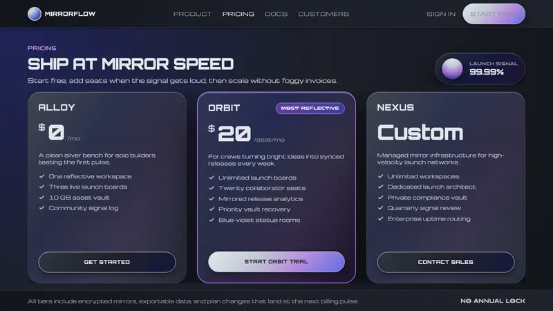 Liquid Chrome Y2K — Web · pricing