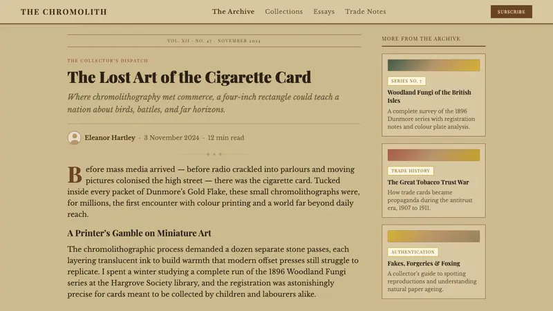 Cigarette Card Set — Web · article