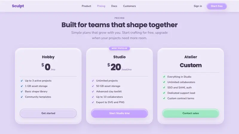 Claymorphism — Web · pricing