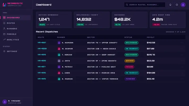 Cloudpunk (Nivalis) — Web · dashboard