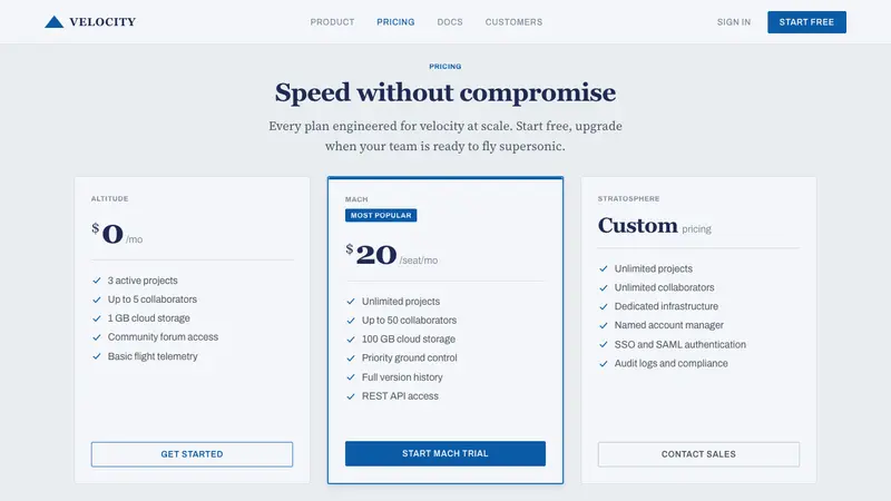 Concorde Supersonic — Web · pricing