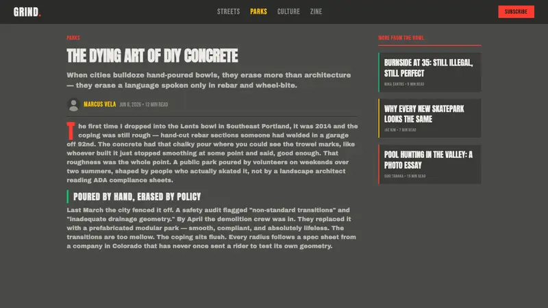 Concrete Skatepark — Web · article