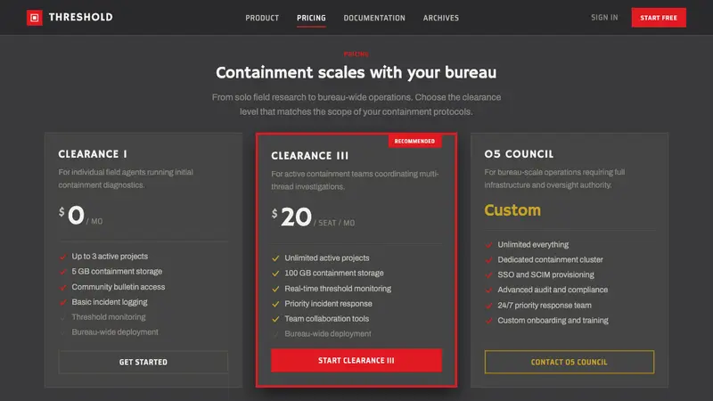 Control — Oldest House — Web · pricing