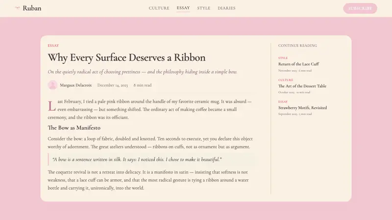Coquette Aesthetic Pink Bow (2023) — Web · article