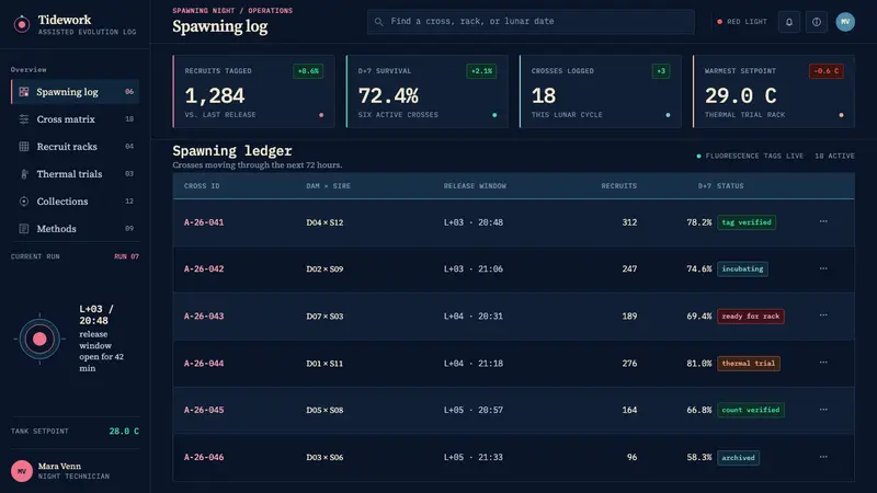 Coral Assisted Evolution — Web · dashboard