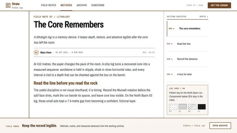 Core Sample Log — Web · article