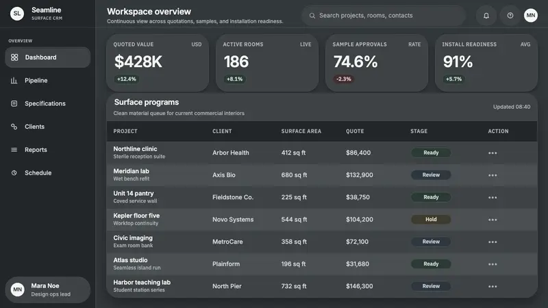 Corian Solid Surface — Web · dashboard