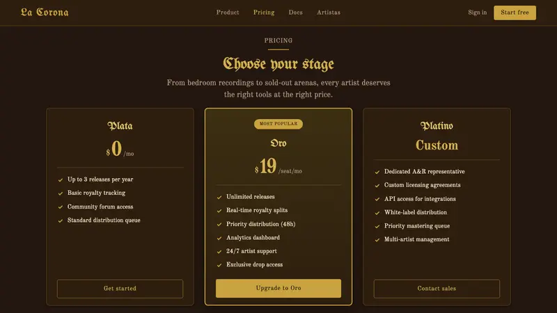 Corridos Tumbados — Web · pricing