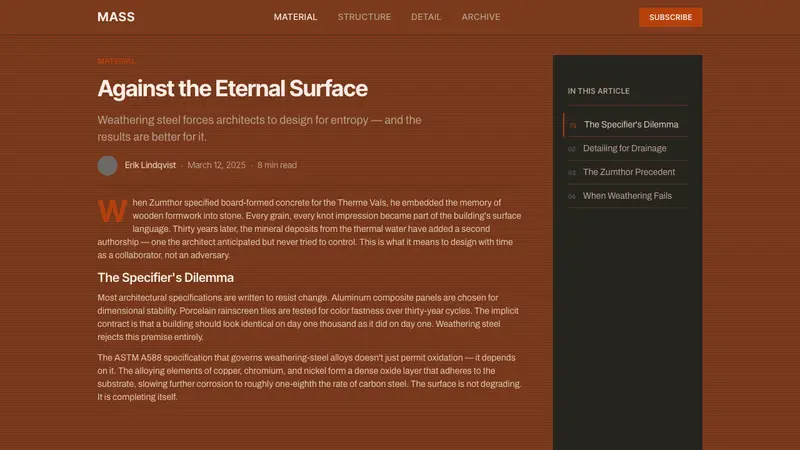 Corten Weathering Steel — Web · article