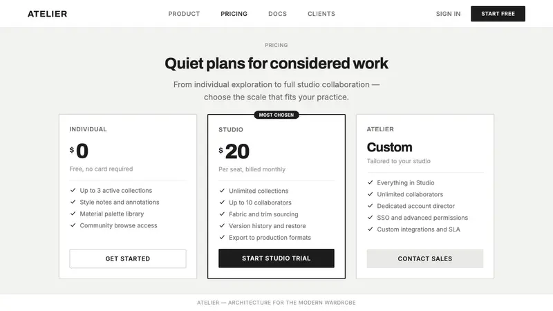 COS Gallery Minimal — Web · pricing