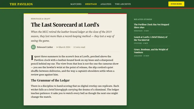 Cricket Test Scorecard — Web · article