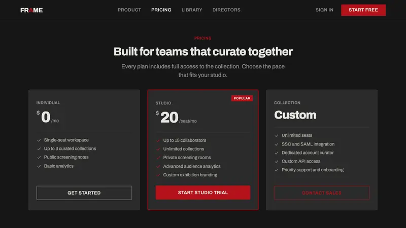 Criterion Arthouse — Web · pricing